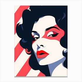 Woman With Red Lipstick, Pop art Canvas Print