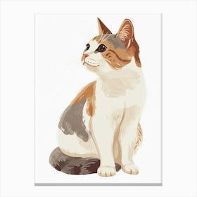 American Bobtail Cat Clipart Illustration 7 Canvas Print