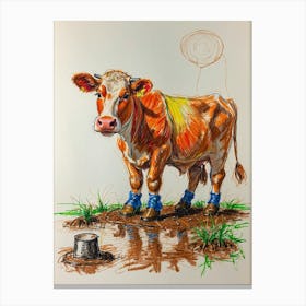 Cow In Boots 1 Canvas Print