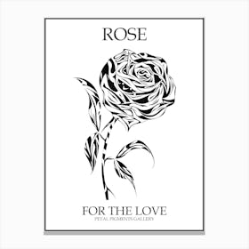 Black And White Rose Line Drawing 6 Poster Canvas Print