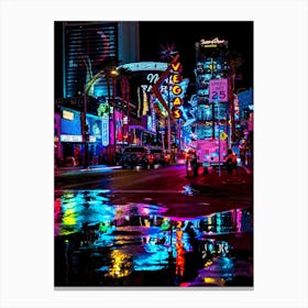 Neon night city: Las Vegas (synthwave/vaporwave/retrowave/cyberpunk) — aesthetic poster Canvas Print