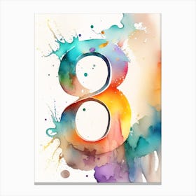 8, Number, Education Storybook Watercolour 1 Canvas Print