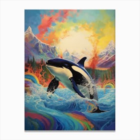 Surreal Orca Whales With Waves4 Canvas Print