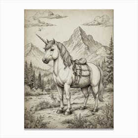 Unicorn In The Mountains Canvas Print