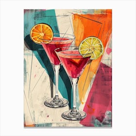 Geometric Cocktails Watercolour Canvas Print