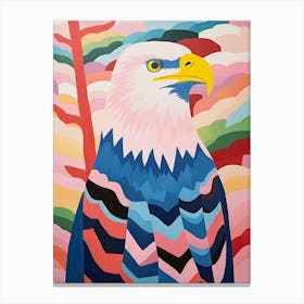 Pink Scandi Bald Eagle 1 Canvas Print