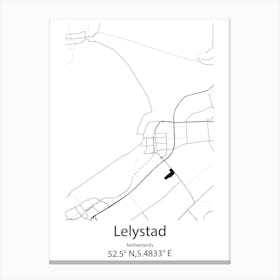 Lelystad,Netherlands Minimalist Map Canvas Print