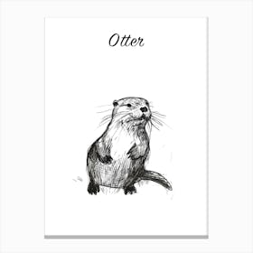 B&W Otter Poster Canvas Print