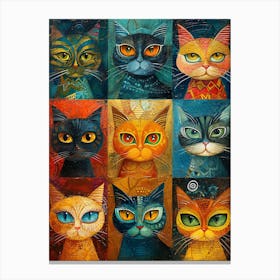 Beautiful Painting Funky Cats 14 Canvas Print
