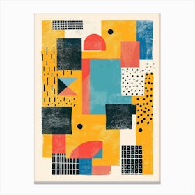 Playful And Colorful Geometric Shapes Arranged In A Fun And Whimsical Way 15 Canvas Print