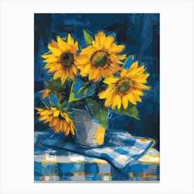 Sunflowers Flowers On A Table   Contemporary Illustration 4 Canvas Print