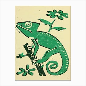 Floral Chameleon Block Print Canvas Print