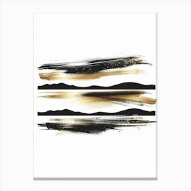 Gold And Black Brushstrokes 9 Canvas Print