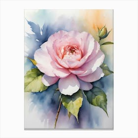 Pink Rose Watercolor Painting Canvas Print