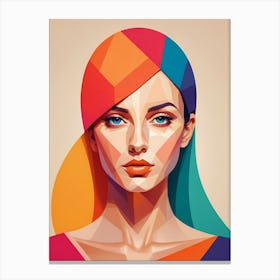 Colorful Geometric Woman Portrait Low Poly (29) Canvas Print