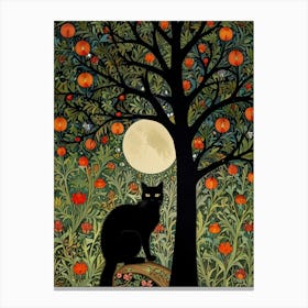 Cat In An Orange Tree Style William Morris Canvas Print