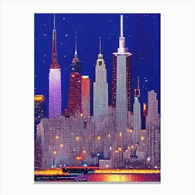 New York, City Us  Pointillism Canvas Print