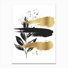 Gold And Black Brush Strokes 13 Canvas Print