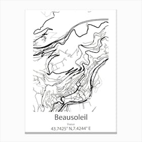 Beausoleil,France Minimalist Map Canvas Print