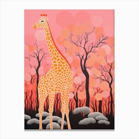 Abstract Giraffe Orange & Pink Portrait 3 Canvas Print