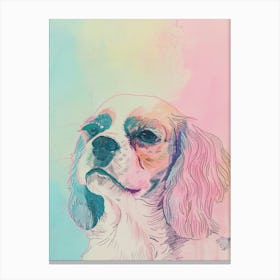 Pastel English Toy Spaniel Dog Pastel Line Illustration  2 Canvas Print