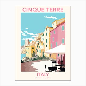 Cinque Terre, Italy, Flat Pastels Tones Illustration 4 Poster Canvas Print