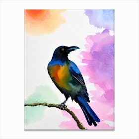Raven 2 Watercolour Bird Canvas Print