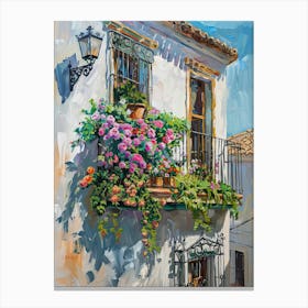 Balcony View Painting In Malaga 3 Canvas Print