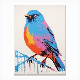 Andy Warhol Style Bird Bluebird 5 Canvas Print