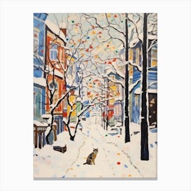 Cat In The Streets Of Sapporo   Japan With Snow 3 Canvas Print