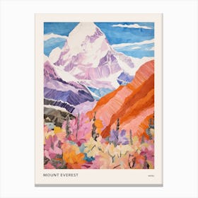 Mount Everest Nepal 2 Colourful Mountain Illustration Poster Canvas Print