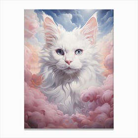 White Cat In The Clouds Canvas Print