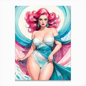 Portrait Of A Curvy Woman Wearing A Sexy Costume (11) Canvas Print