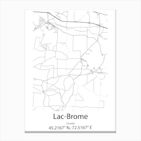 Lac Brome,Canada Minimalist Map Canvas Print