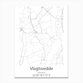 Vlagtwedde,Netherlands Minimalist Map Canvas Print