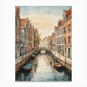 Canal Belt Amsterdam Vintage Painting (25) Canvas Print