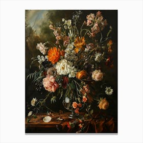 Baroque Floral Still Life Everlasting Flowers 4 Canvas Print