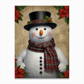 Snowman In Hat 1 Canvas Print