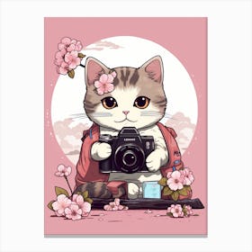 Kawaii Cat Drawings Photographer 2 Canvas Print