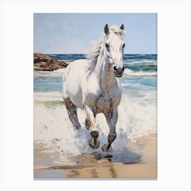 A Horse Oil Painting In Bondi Beach, Australia, Portrait 2 Canvas Print