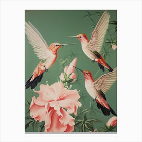 Vintage Japanese Inspired Bird Print Hummingbird 2 Canvas Print