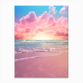 Beach And Sunset With Waves And Cloud Pink Blue Photography 4 Canvas Print