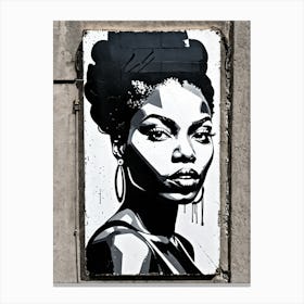 Vintage Graffiti Mural Of Beautiful Black Woman 97 Canvas Print