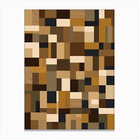 Patchwork Quilting Inspired Folk Art with Earth Tones, 1396 Canvas Print