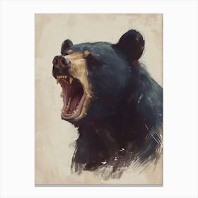 American Black Bear Growling Storybook Illustration 2 Canvas Print