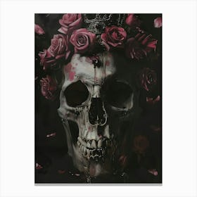 Skull With Roses Canvas Print