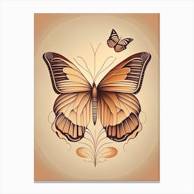 Butterfly Outline Retro Illustration 2 Canvas Print