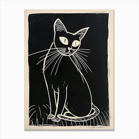 Siamese Cat Linocut Blockprint 2 Canvas Print