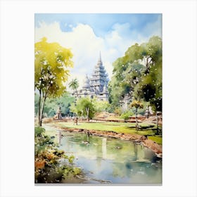 Suan Nong Nooch Garden Thailand Watercolour 3 Canvas Print