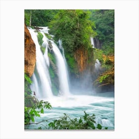 Kuang Si Falls, Laos Realistic Photograph (3) Canvas Print